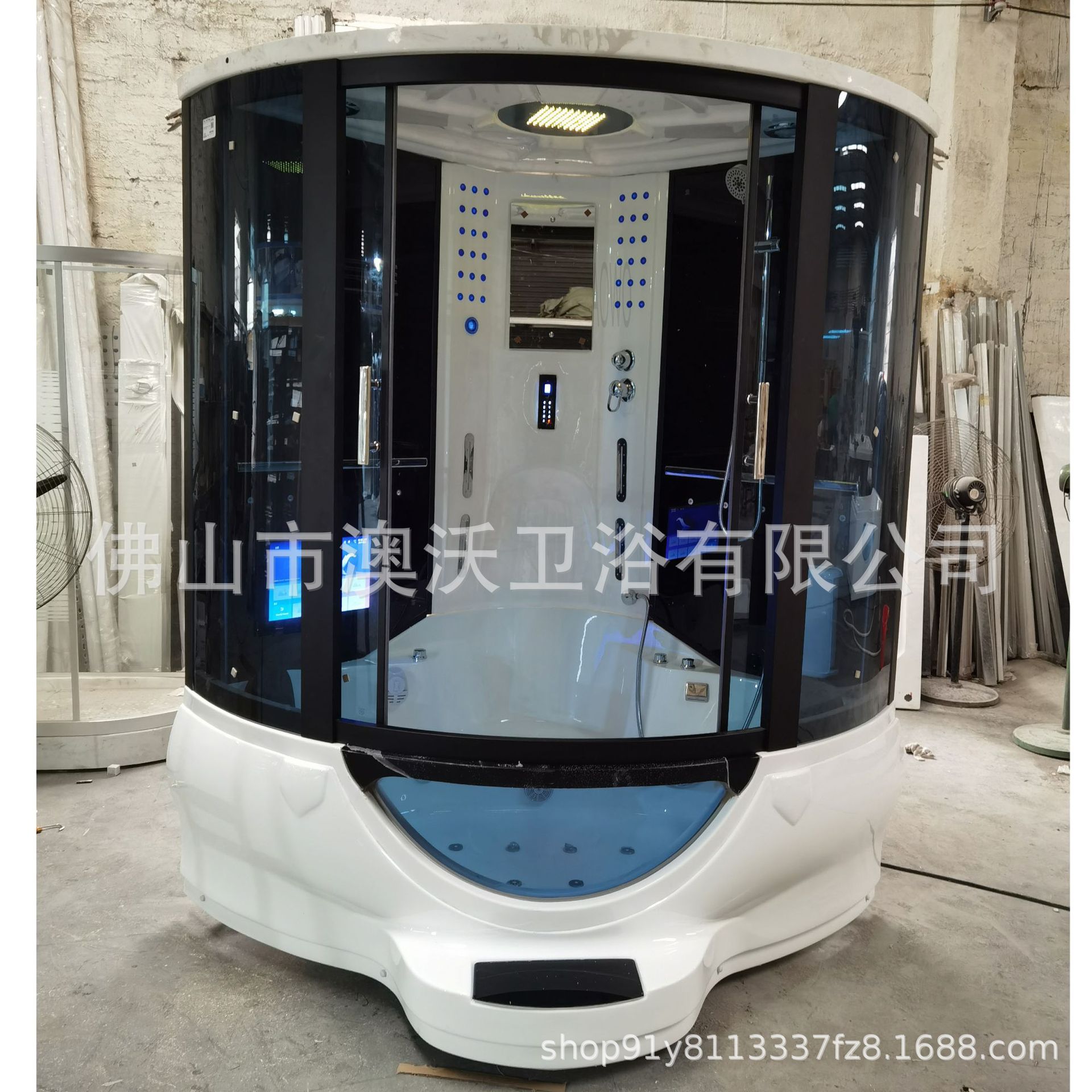 Baño integral ducha de vapor sala de sauna ventilador arqueado con bañera sala de vapor con pedal de pie partición integral