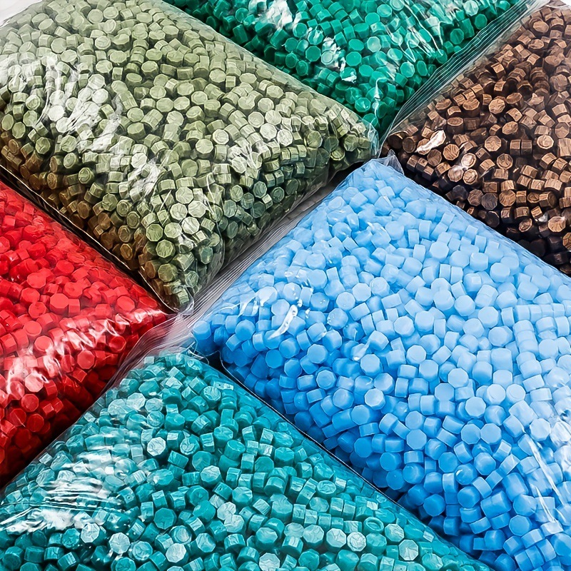 Cera de pintura al fuego, juego completo de sellos de pintura al fuego, octogonal, transparente, colorido, bolsa de colores mezclados, cera, venta al por mayor barata