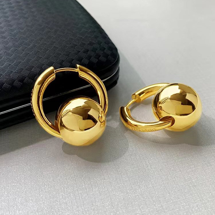 Copper Material Solid Color Pattern Women'S Gender Plating Design Simple Style Solid Color Copper Earrings Plating Copper Earrings