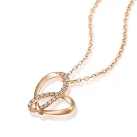 Женское ожерелье с двойным кольцом Love из розового золота 18 карат, цепочка на ключицу, новое легкое роскошное ожерелье с подвеской