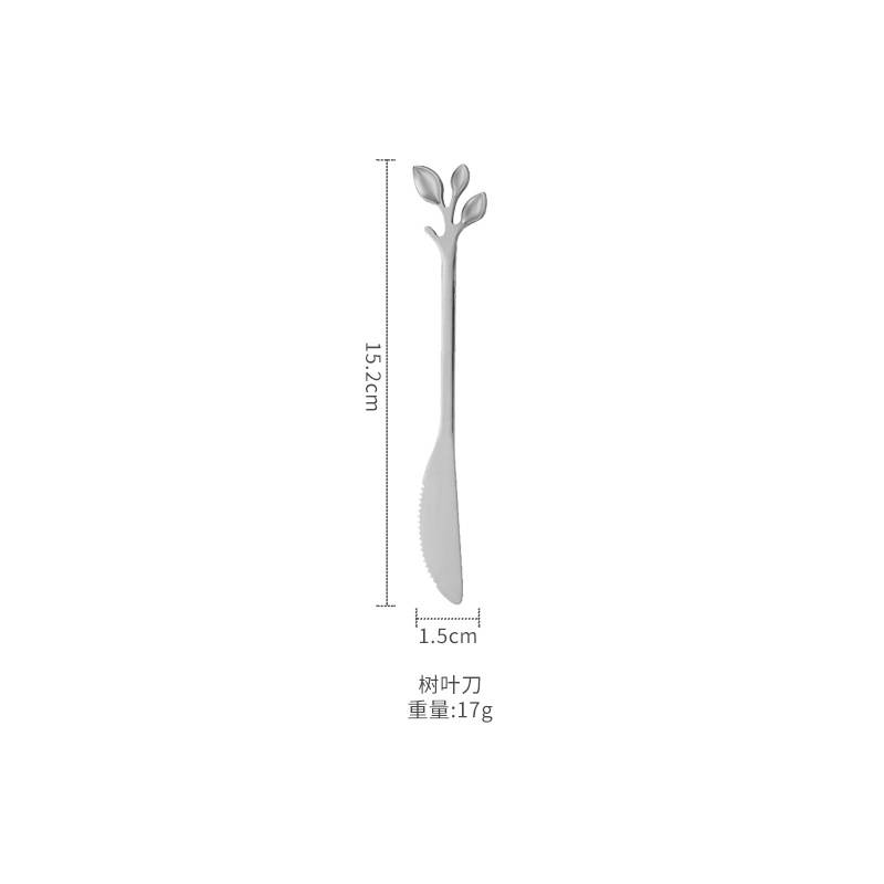 INS vajilla de acero inoxidable cuchillo y tenedor hojas creativas pastel de Luna cuchillo y tenedor traje hogar dos dientes Tenedor de fruta tenedor postre