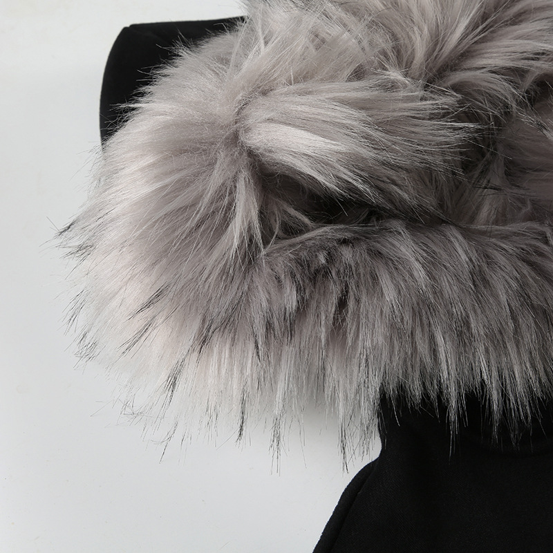 Street Retro Hooded Furry Splicing Coat Winter Slim Fit Warm Double Headed Zipper Cardigan Sweatshirt