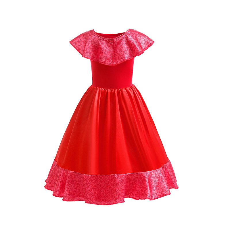 Princesa Elena vestido de niña Elena vestido rojo con volantes traje de la etapa