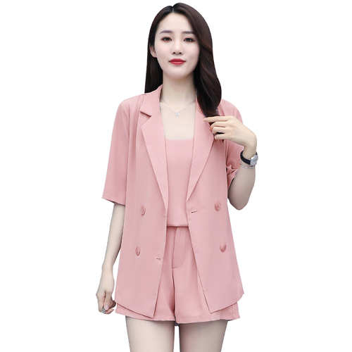 Large size women's clothing 2026 new style fat MM summer fashion suit Western-style belly-covering shorts suit three-piece set