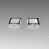 Earrings, advanced silver needle, square silver zirconium, high-quality style