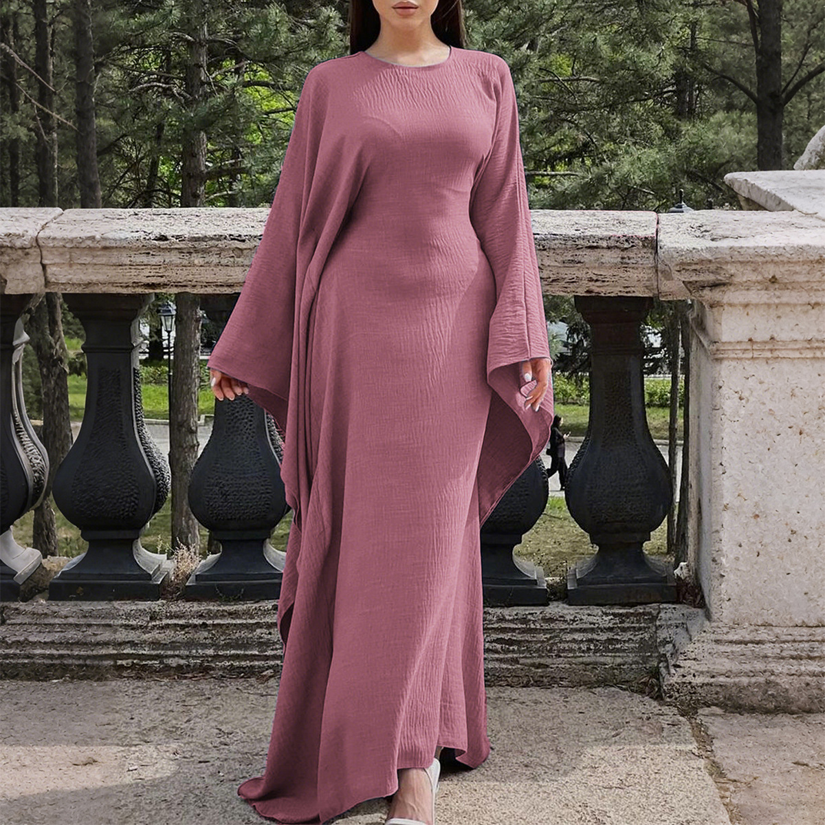 Women's Elegant Long-Sleeve Solid Color Dress