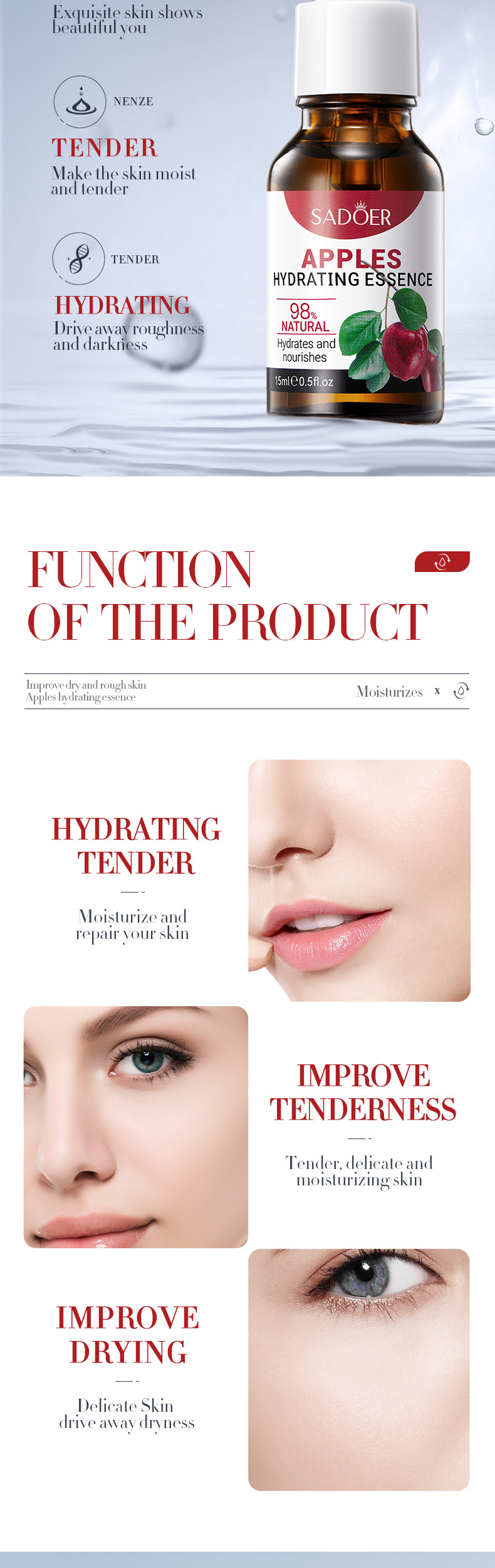 SADOER All English Fruit Flavor essence Liquid Moisturizes and refines pores to improve acne marks_voghion.com