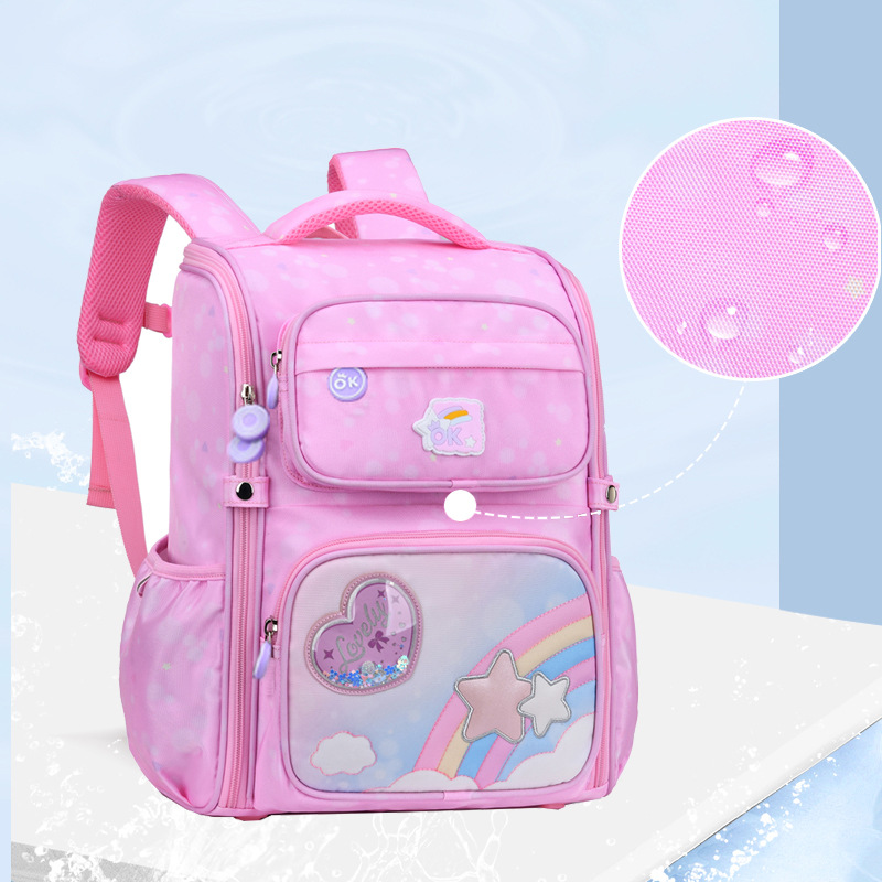 Nuevo Hongjia Escuela Primaria estudiante mochila Arco Iris niña niños mochila Grado uno a seis protección de la columna vertebral reducción de la carga mochila