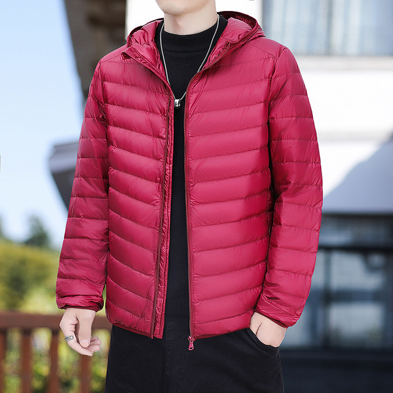 2023秋冬薄手ダウン綿服男性フード付き通常サイズのファッションコート|undefined