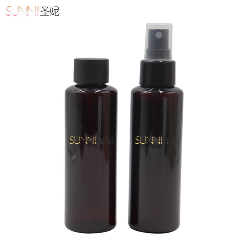 100ml喷雾瓶透茶色PET化妆品护肤品包装瓶酒精分装瓶洗护包材批发
