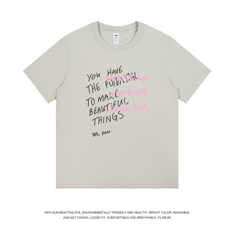 メンズストリートファッションレタープリントTシャツ半袖メンズラウンドネックニッチデザイントレンドTシャツカジュアルで万能なトップス|undefined