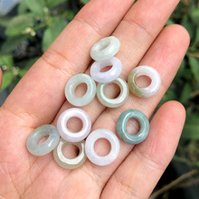天然A货翡翠平安环面包圈 玉石跑环手工DIY饰品隔珠配饰散件批发