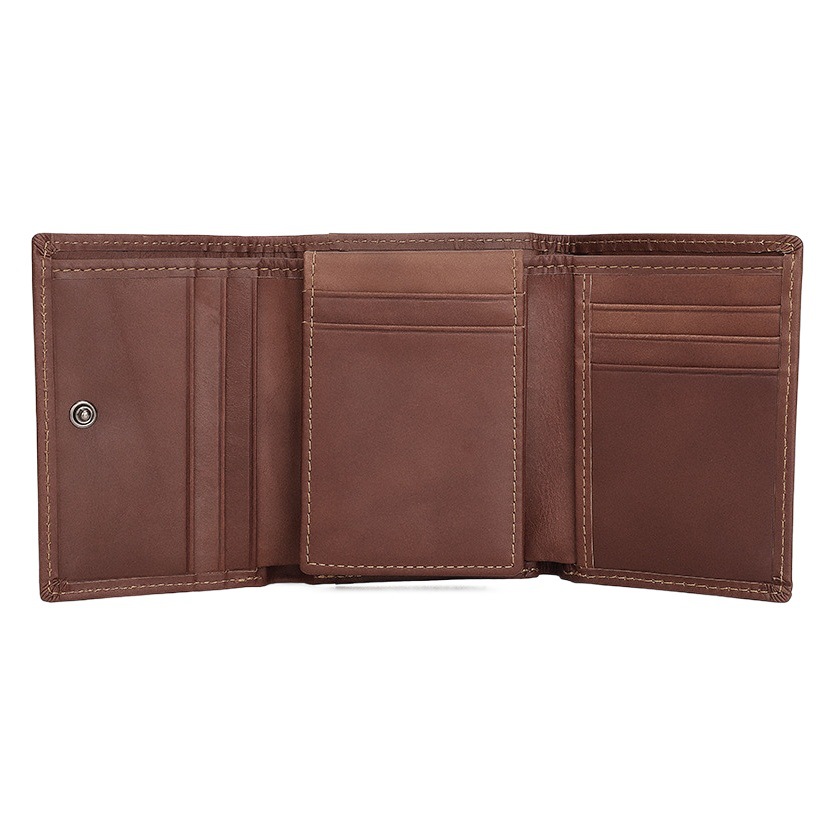 Jiameda Retro Genuine Leather Wallet Men's RFID Anti-theft Brush Multi-card Short Tri-fold Wallet Meijin Clip Change Bag