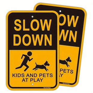 Slow down Kids at Play Safety Sign Large 12X18 Inches (2 Cross-Border