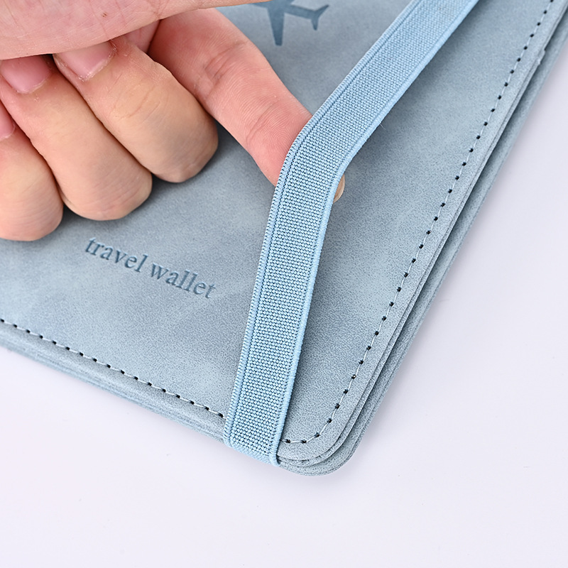 Cruzar la frontera de cuero de la PU nueva bolsa de pasaporte de viaje personalizado RFID Multi-función bolsa de almacenamiento de documentos simple en stock al por mayor