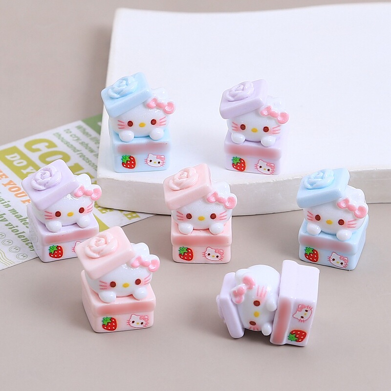 立体イチゴ猫ギフトボックスクリエイティブ手作り diy クリーム接着剤樹脂小物アクセサリーホール靴バックルジュエリー材料パッケージ|undefined