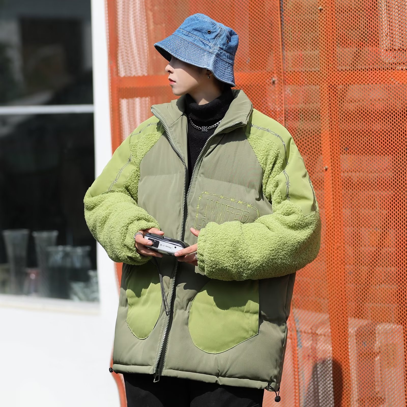 美式羊羔绒学生立领棉衣外套男潮牌加厚保暖面包服百搭个性棉袄冬