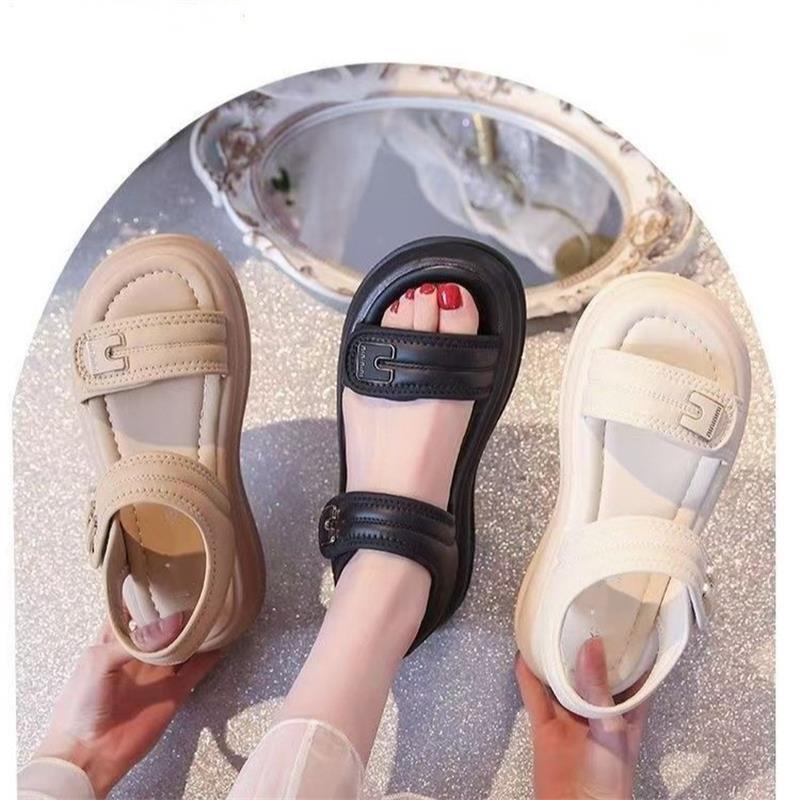 Sandalias de mujer de verano con falda 2026 nueva moda con suela gruesa, suela suave no se cansa con sandalias de playa