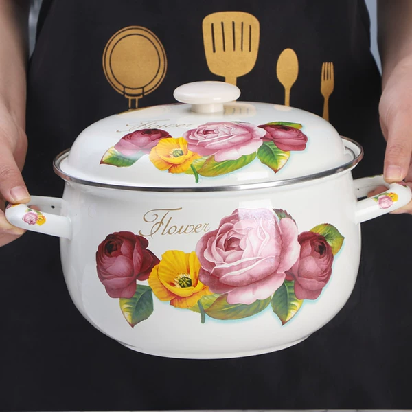 24cm fat pot [yellow pink rose]