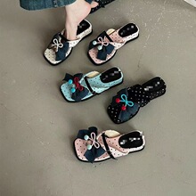一字扣甜美蝴蝶结气质人字拖女2026夏外穿厚底防滑沙滩凉拖鞋韩版