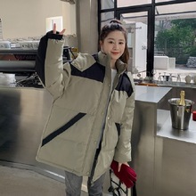 2022韓國新款羽絨棉服女短款連帽運動工裝冬外套加厚黑白顏色棉衣