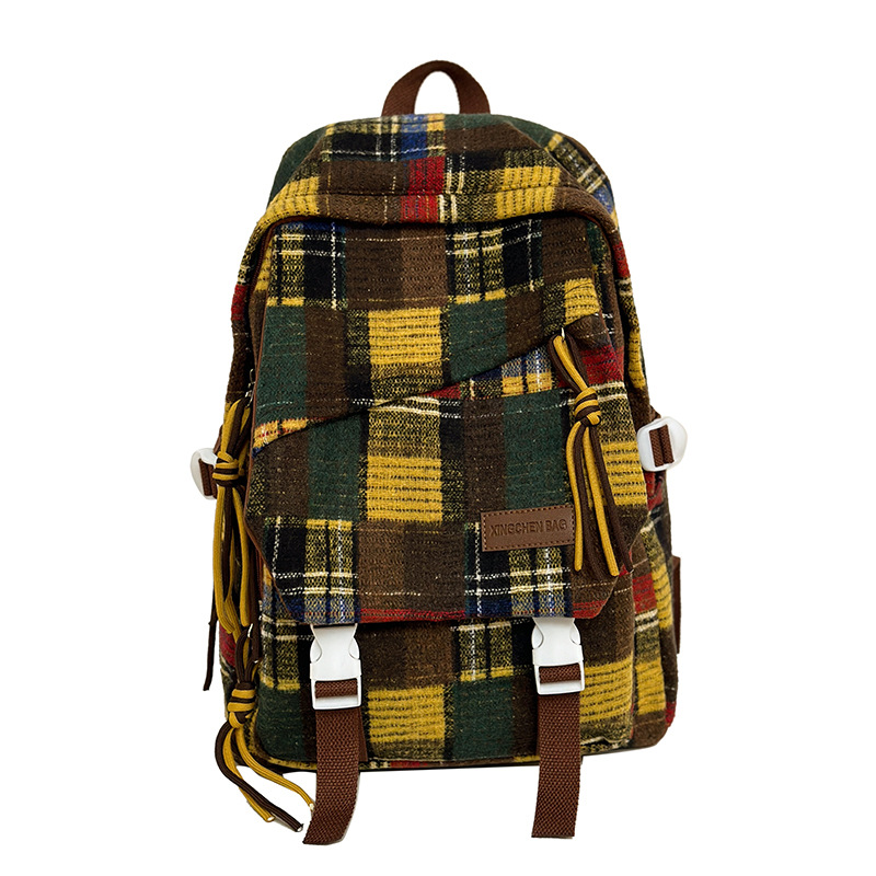 2025 nuevos bolsos a cuadros retro mujeres de gran capacidad estudiantes de secundaria con bolsos de ocio y Turismo