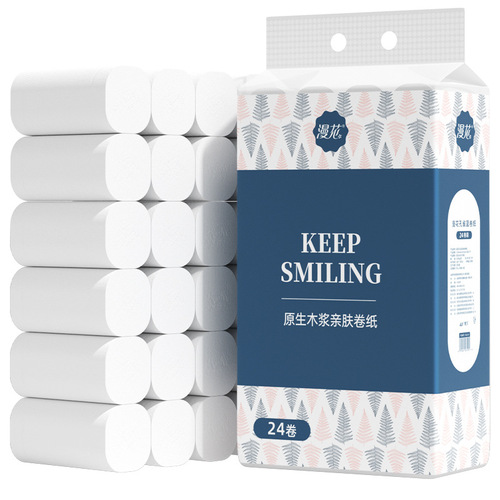 Manhua large thick roll paper 9 pounds coreless roll paper household five-layer thickened roll paper toilet log pulp toilet paper