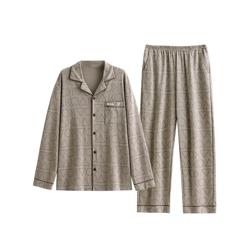 Pijamas de algodón para hombres primavera y otoño de manga larga para hombres otoño delgado grande se puede usar ropa de casa de otoño y invierno