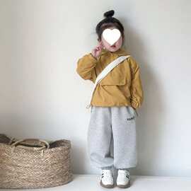 女童春装外套新款韩版套装儿童连帽冲锋衣小童洋气上衣两2026新款