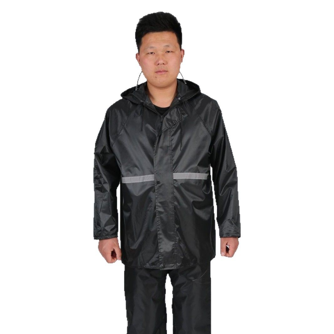 Raincoat, trousers, split retroreflective set for hiking