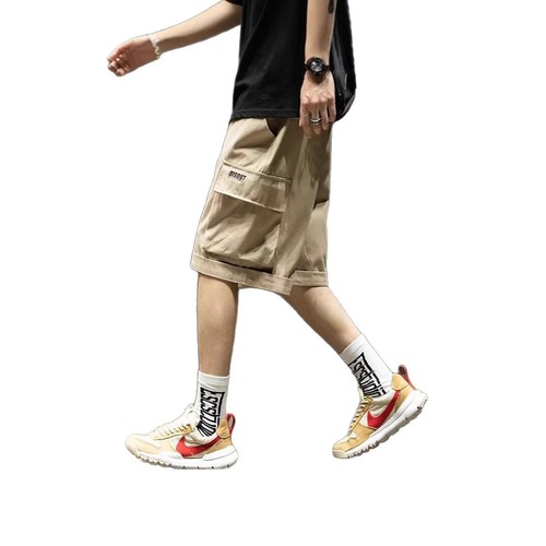 Men's Khaki Color Thin Loose Casual Work Shorts Loose and Comfortable Versatile Men's Casual Five-Pocket Pants