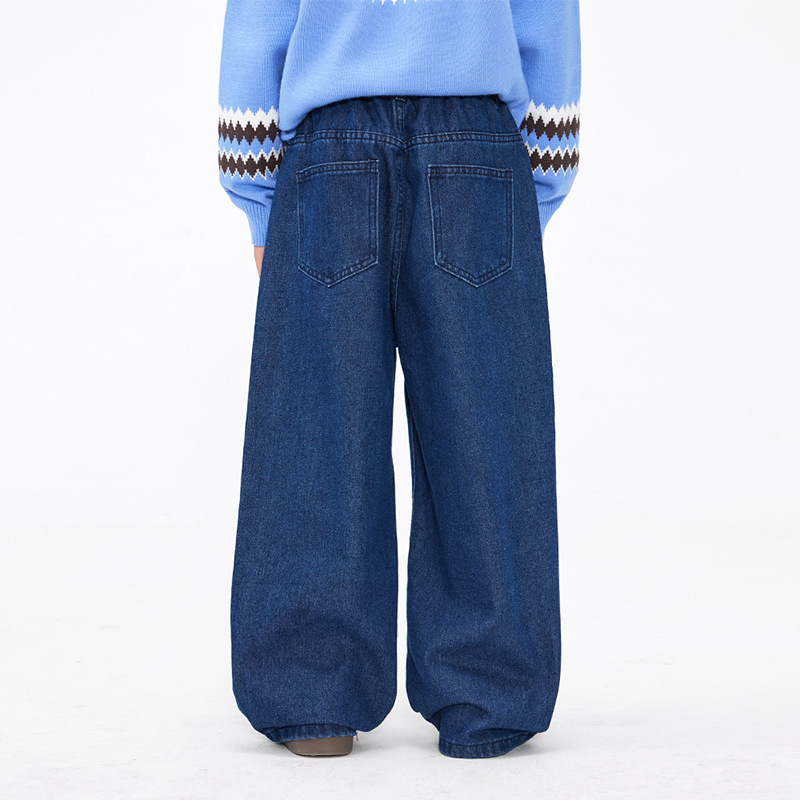 DK Children's Wear 2023 Spring and Autumn New Women's and Boys' Straight leg Jeans, Mid size Children's Loose Wide Leg Pants, Long Pants Trendy