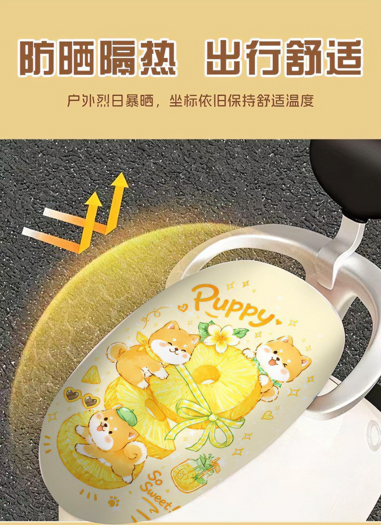 All-in-one cartoon elastic leather seat cover for electric vehicles, suitable for all seasons, waterproof and sun-proof, new cute summer leather design
