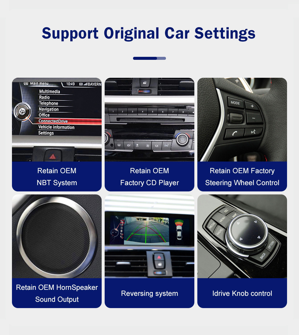 10.25" Car Navigation Screen with Wireless Carplay Suitable for 1/2/3/4 Series Nbt Player Linux System