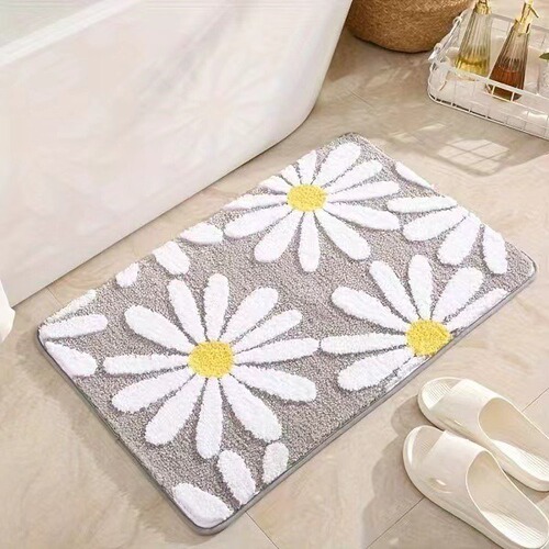 Floral imitation cashmere carpet home bathroom anti-slip water-absorbent stain-resistant foot mat cool feet mat bedroom decoration