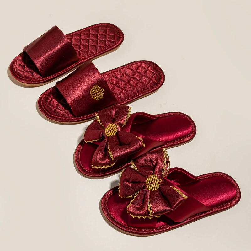 Свадебные тапочки праздничный красный свадебный подарок для пары Four Seasons Утреннее платье для жениха невесты высококачественные свадебные туфли