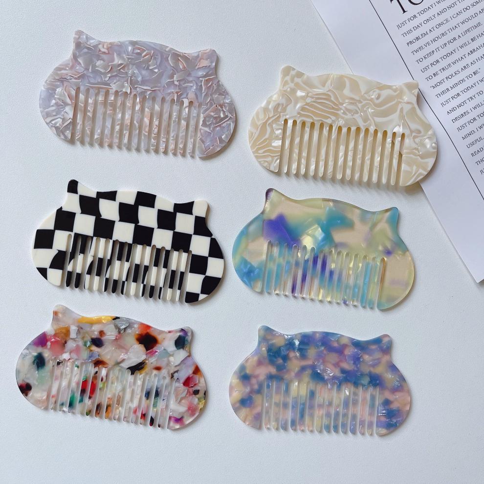 Casual Elegant Simple Style Multicolor Cat Floral Acetic Acid Sheets Hair Comb 1 Piece display picture 3