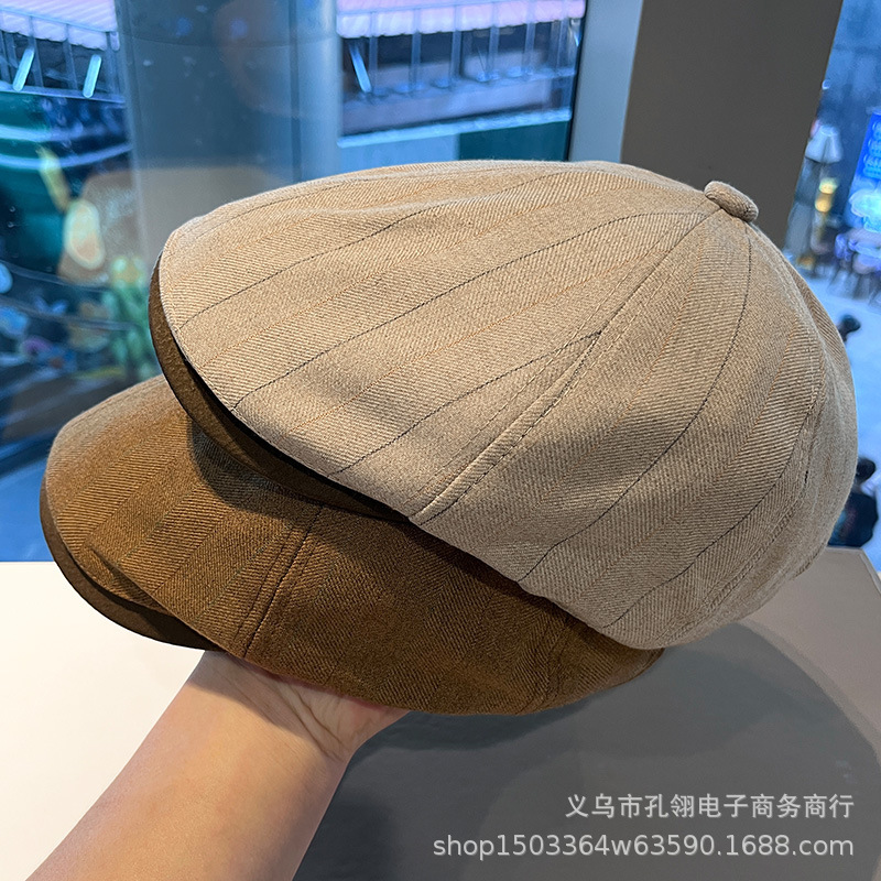 英伦风复古鸭舌帽男时尚百搭正反两戴前进帽春秋季棉麻贝雷帽子女|undefined