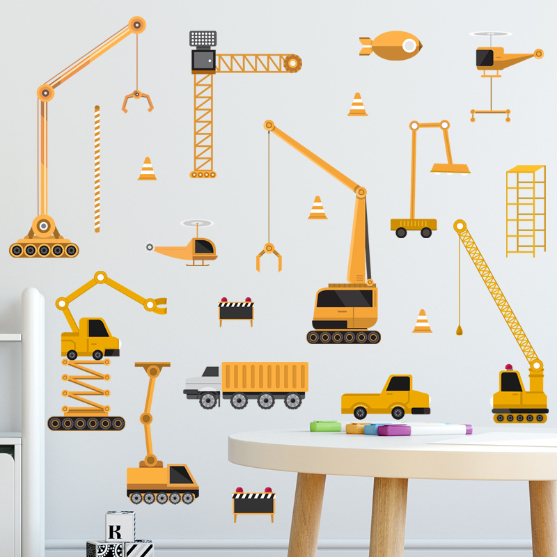Construction site of the engineering vehicle construction site wall…