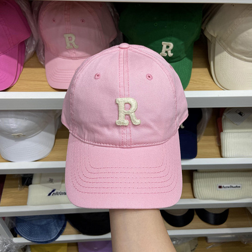 H57 Korean Letter R Baseball Cap for Men, Women, and Children - Autumn/Winter Simple and Fashionable Duckbill Hat with Japanese Style Soft Peak Sports Cap