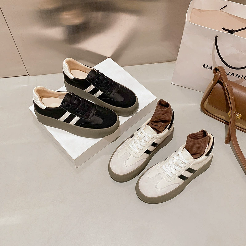 Натуральная кожа 2023 осень-зима новая обувь Forrest Gump повседневная обувь для досок кроссовки на мягкой подошве универсальные маленькие белые дизайнерские туфли на толстой подошве для женщин