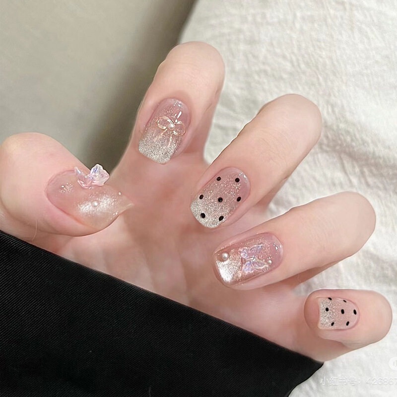 Wearable Nails 2026 New Year Edition Children's Nail Stickers with Polka Dots, Gold Butterfly, Cat Eye Short Nail Stickers Wearable Nails 2026 New Year Edition Children's Nail Stickers with Polka Dots, Gold Butterfly, Cat Eye Short Nail Stickers