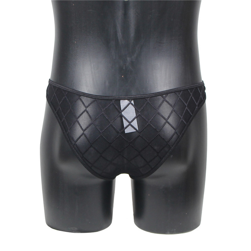 Amazon Cross-Border Hombres Diamante Grid Trousers Emotion Sissy Transpirable Seco Thong Negro