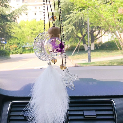 flower aromatherapy car perfume pendant: Car hanging - star-moon-feather-purple-eternal-flower-aromatherapy