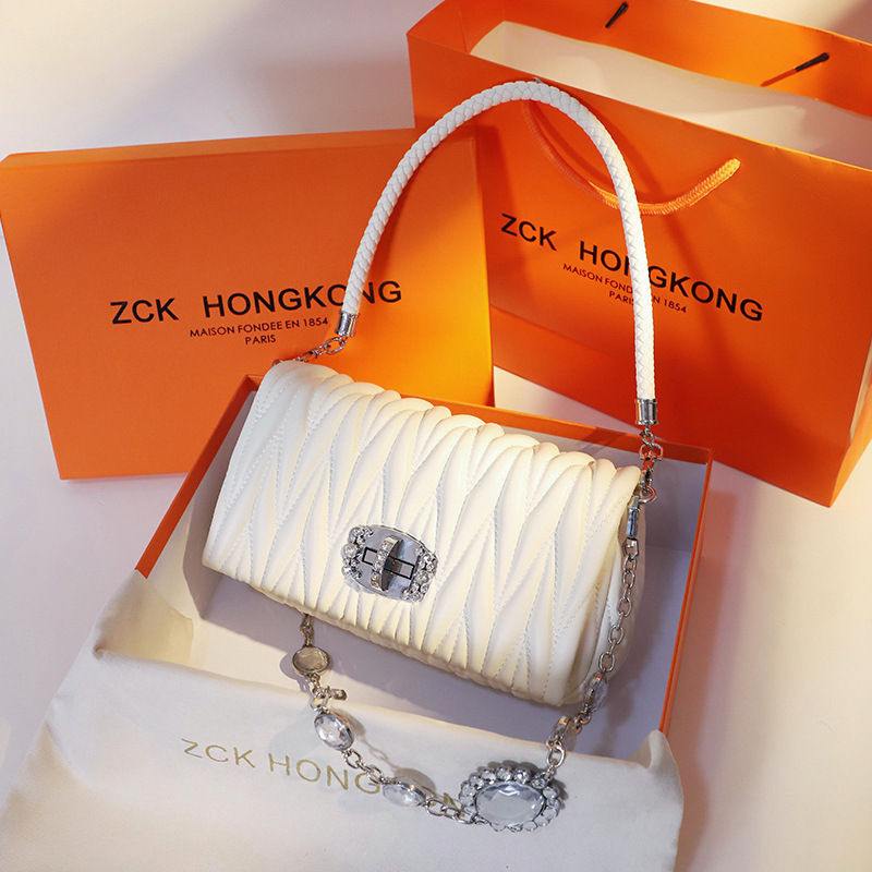 Hong Kong Genuine Leather Underarm Bag, Designer Brand Bag, 2021 Trendy Chain Small Bag, Luxury Single Shoulder Crossbody Bag, Light Luxury Versatile