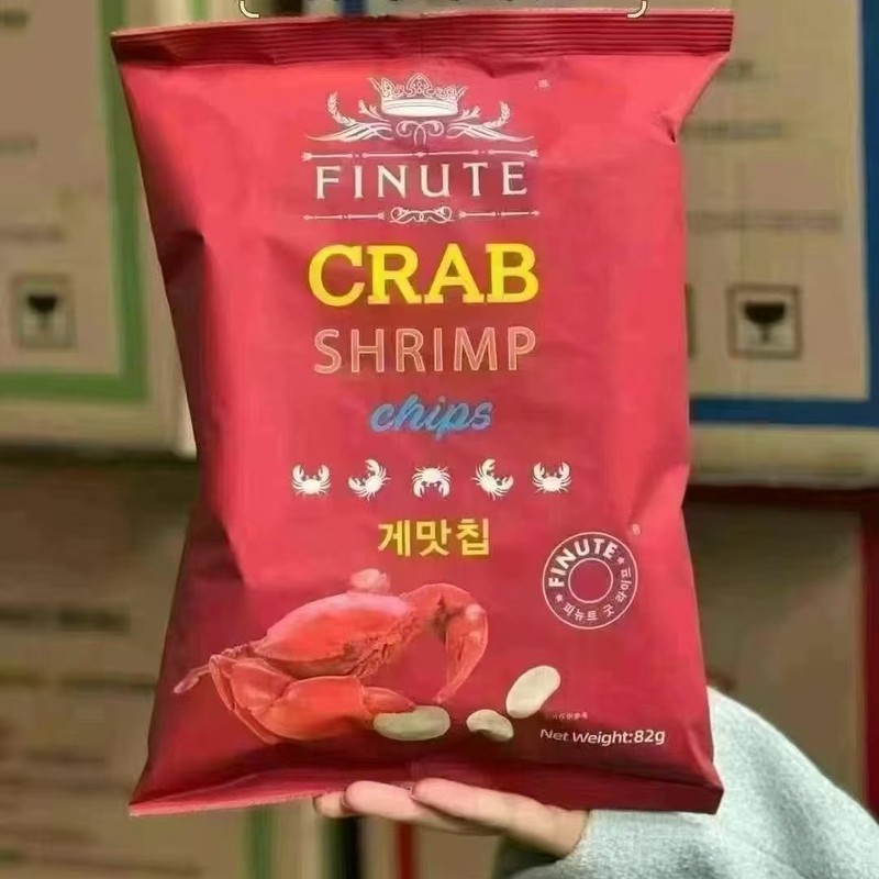 FINUTE グリーンガーリック風味のエビせんべい ブラックペッパー クラブチリ卵黄 韓国輸入 82g オフィス アフタヌーンティー|undefined