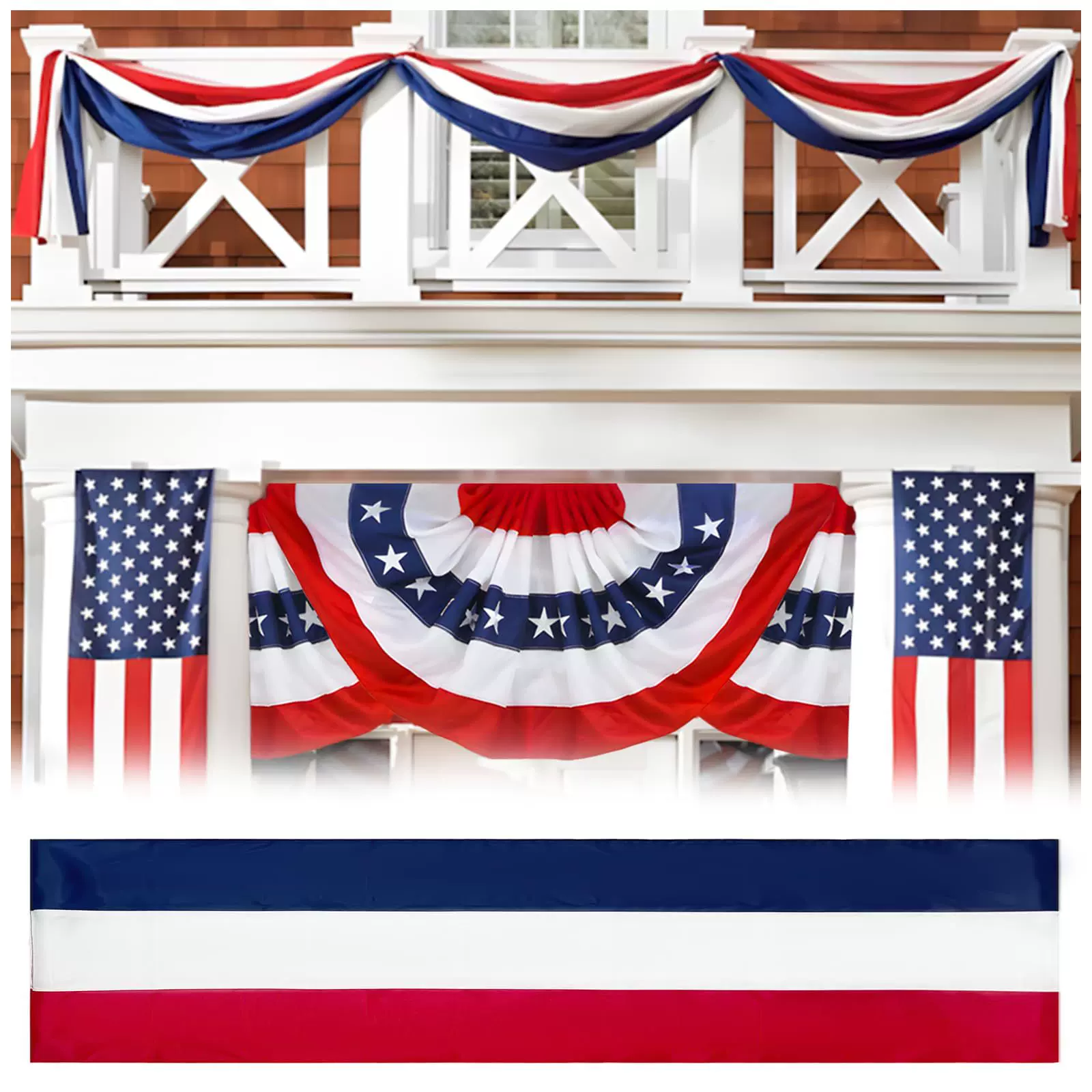 跨境新款亚马逊美国独立日装饰套装定制门廊户外彩旗横幅对联定做