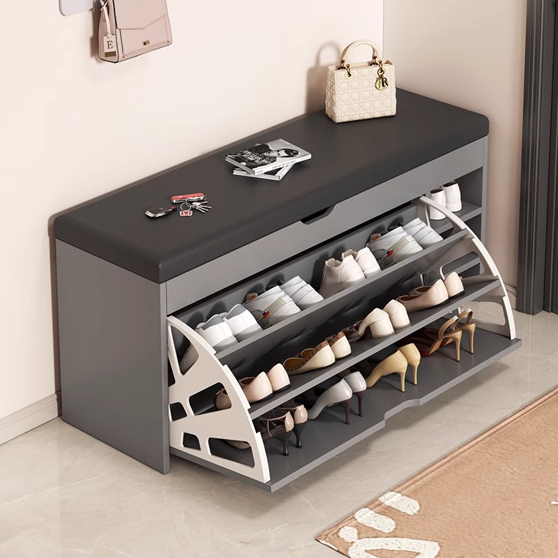 Porta de zapatos doméstica para sentarse y cambiar zapatos taburete de asiento taburete integrado multicapa volante almacenado en la puerta de entrada del gabinete de zapatos interior