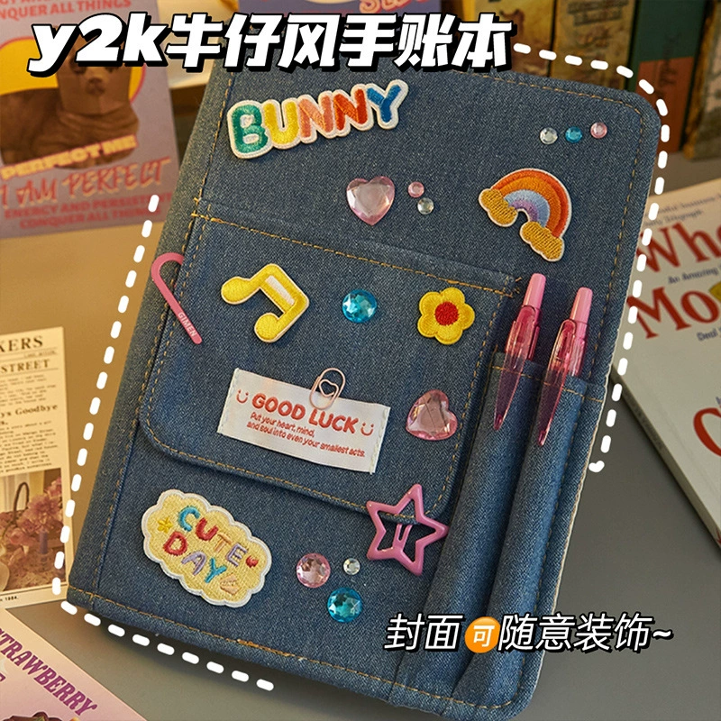 Тканевый блокнот-планер в стиле Y2K для девочек, винтажный блокнот-планер в американском стиле с тканевой обложкой и съемными листами