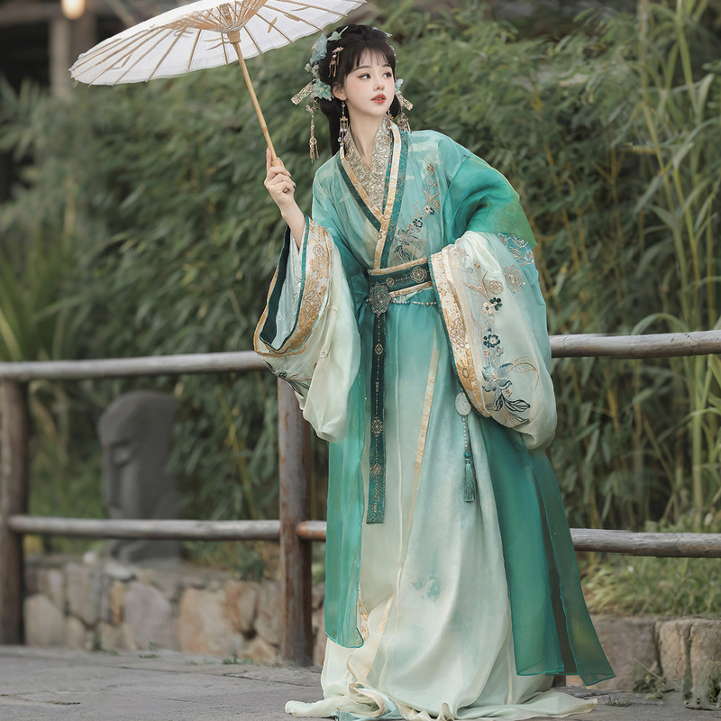 2026 Yimengge Original Flashing Light Hanfu Women's Set: Sheath Robe, Waist Belt, Inner and Outer Straight Skirt, Sling Dress, Pleated Skirt Set 9533